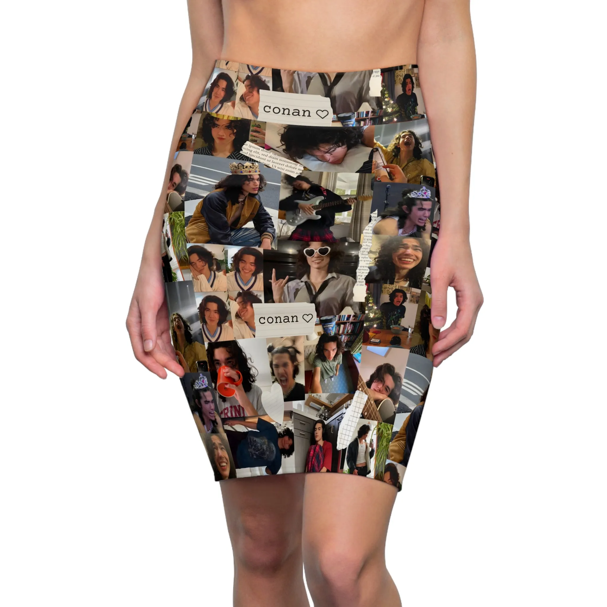 Conan Grey Being Cute Photo Collage Women's Pencil Skirt