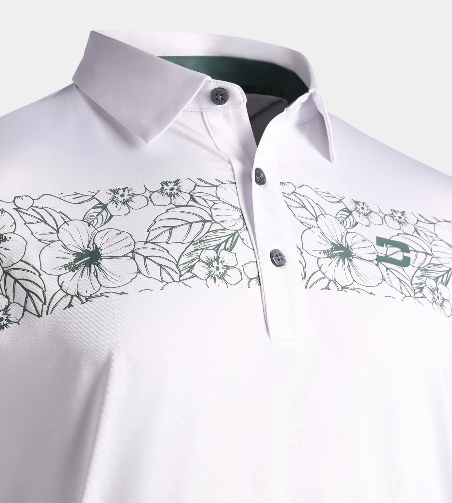 FLORAL PANEL POLO - WHITE