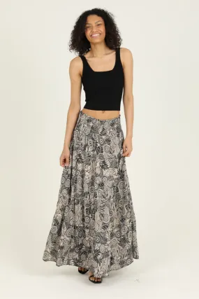 Flowy Maxi Skirt - Black & Cream