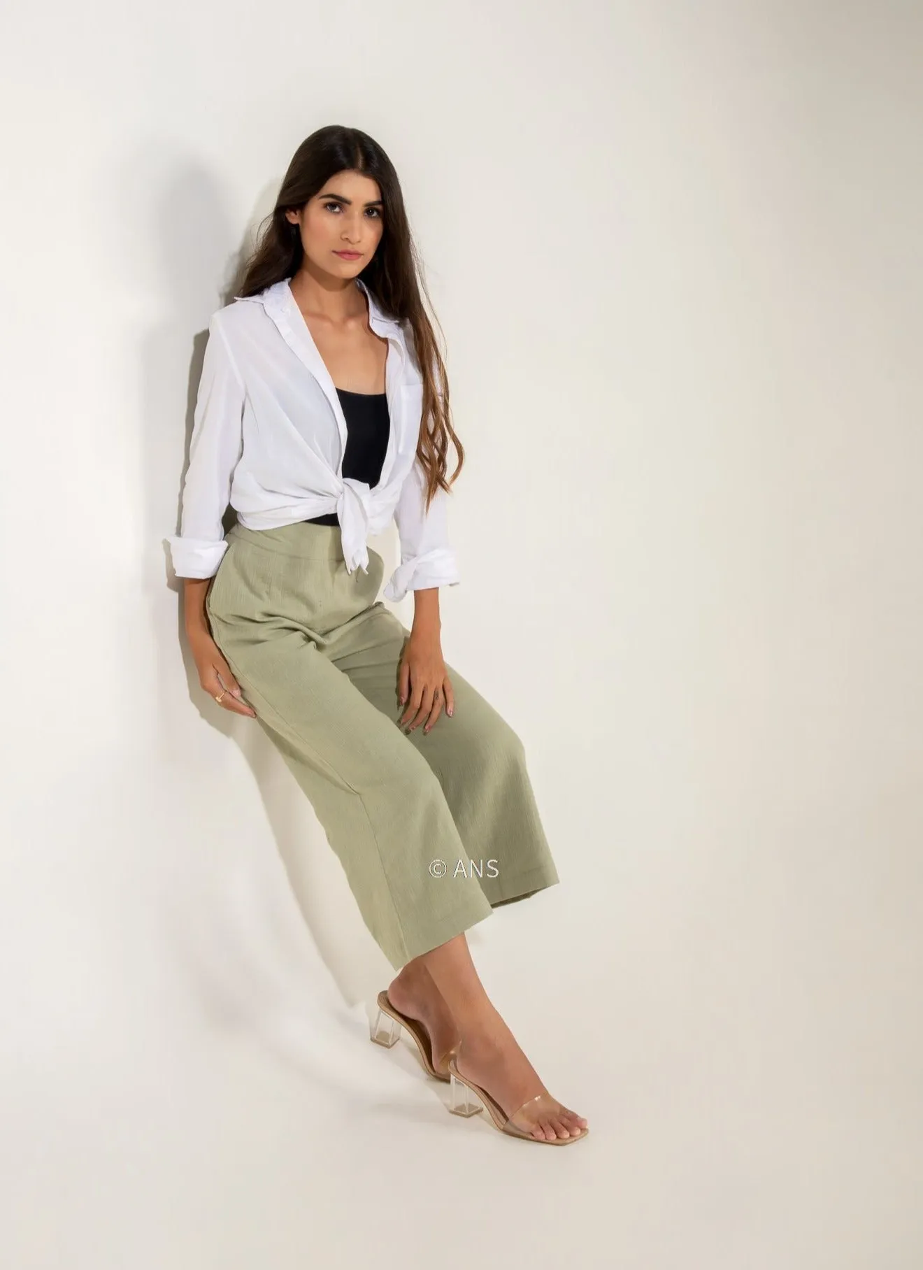 IRA LINEN PASTEL GREEN PANTS