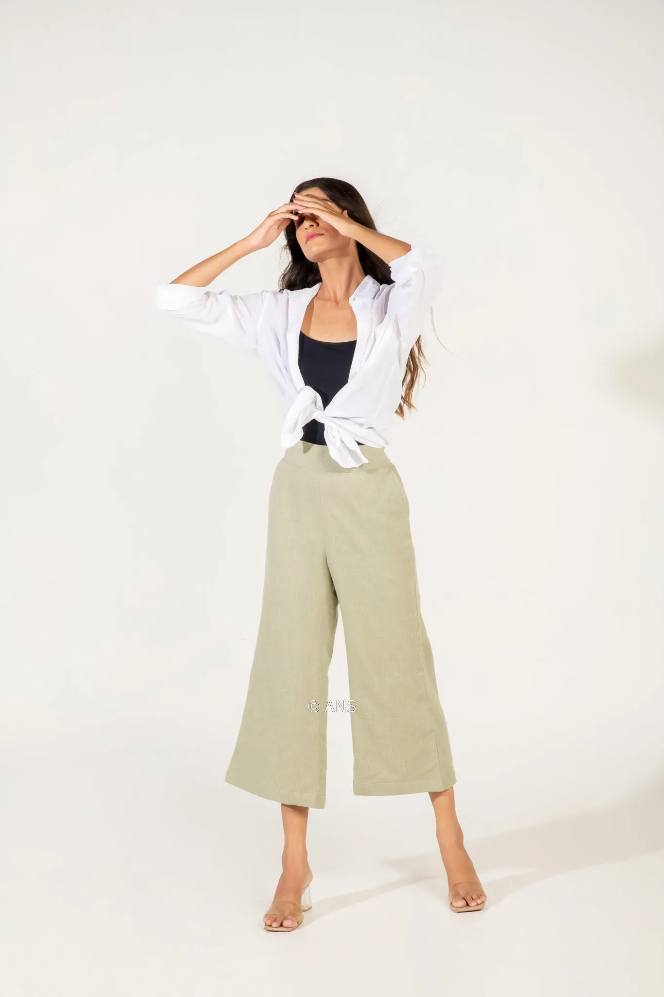 IRA LINEN PASTEL GREEN PANTS