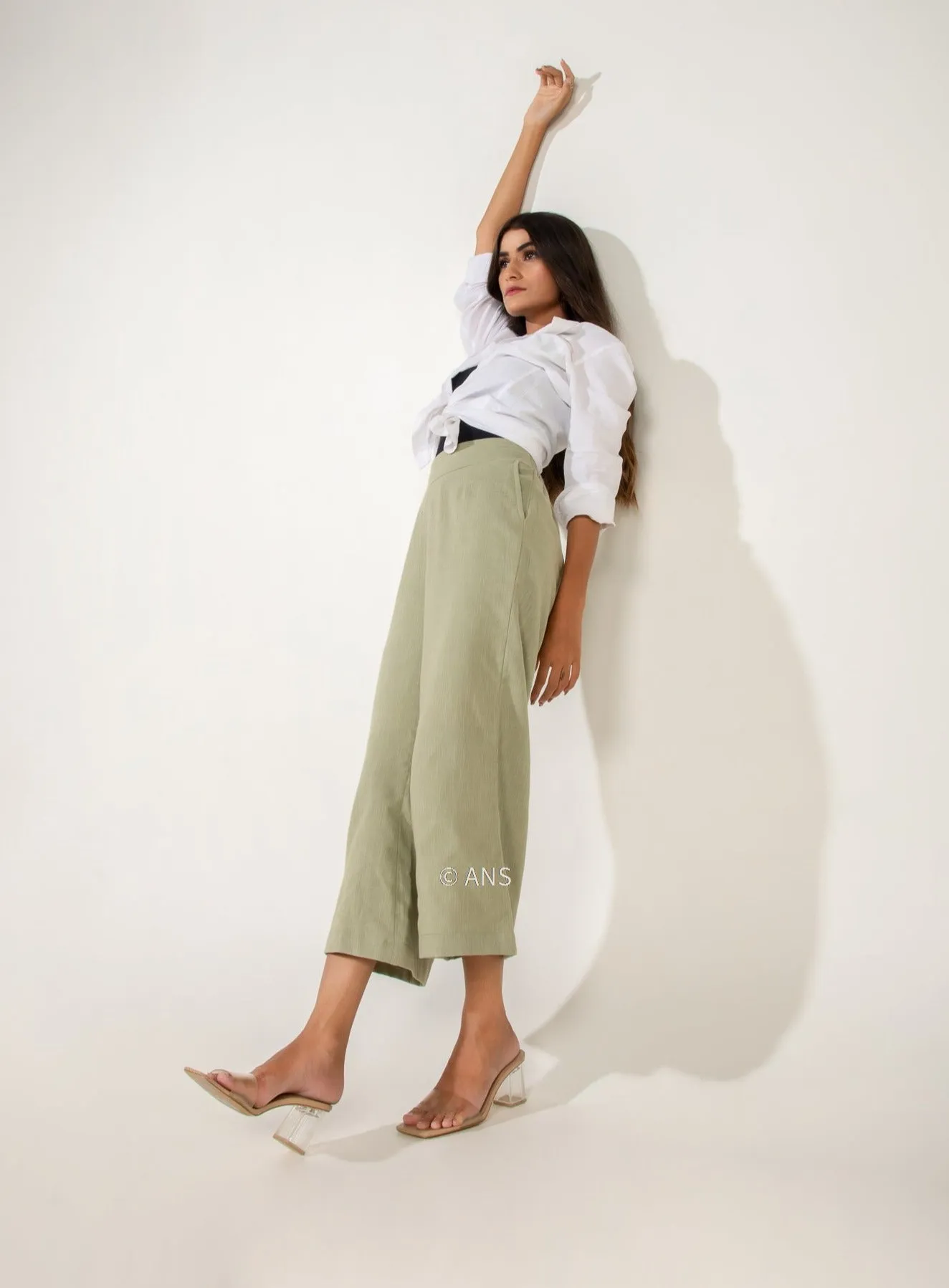 IRA LINEN PASTEL GREEN PANTS