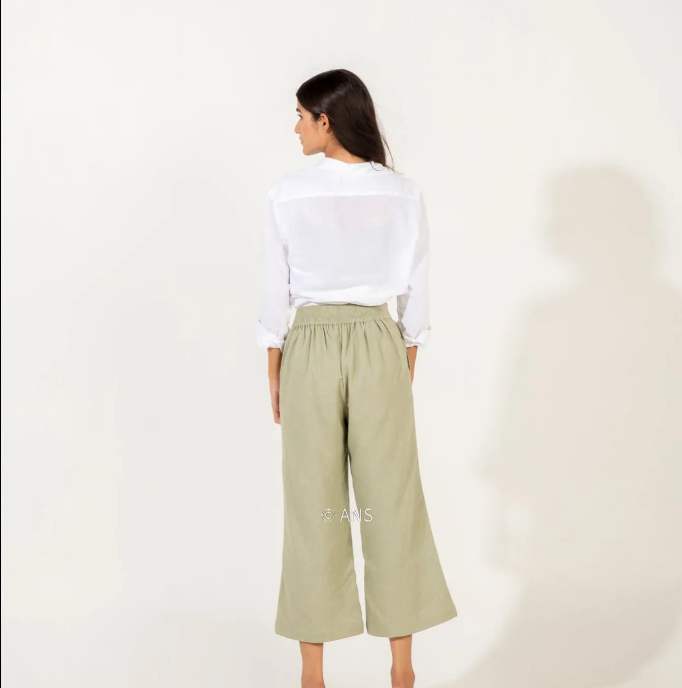 IRA LINEN PASTEL GREEN PANTS