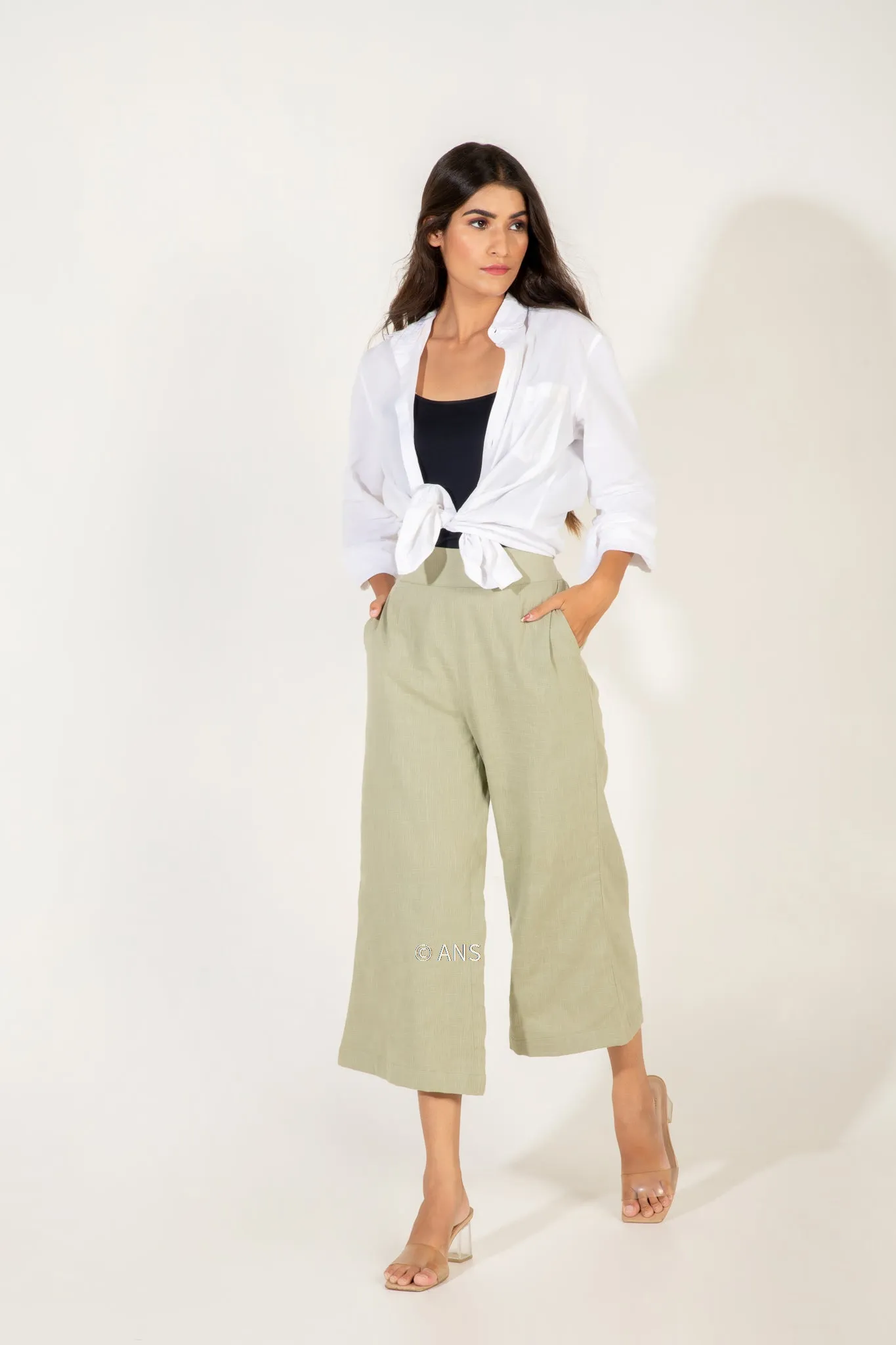 IRA LINEN PASTEL GREEN PANTS
