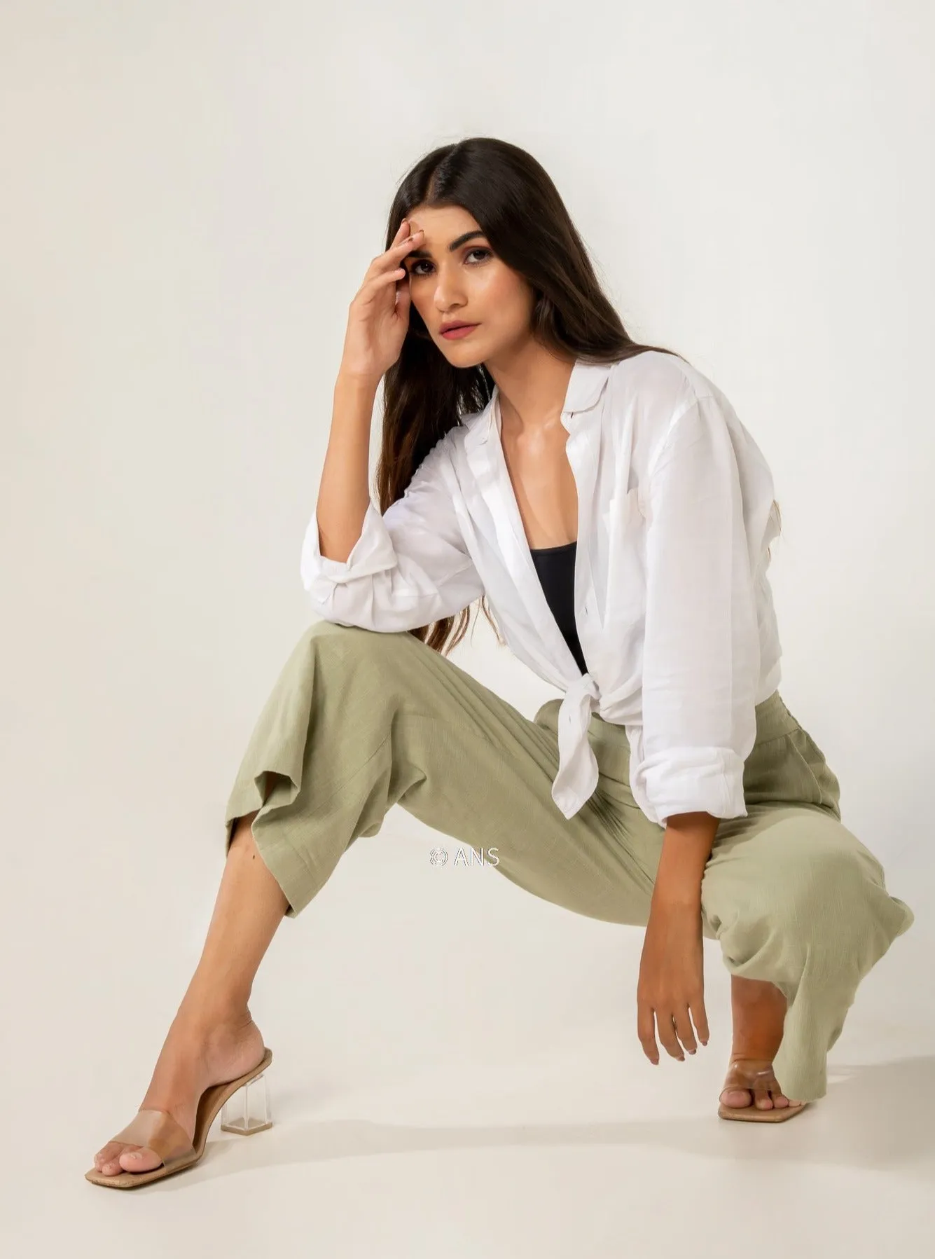 IRA LINEN PASTEL GREEN PANTS