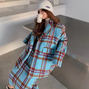 June Blue Wool Plaids Suit - 2 Styles