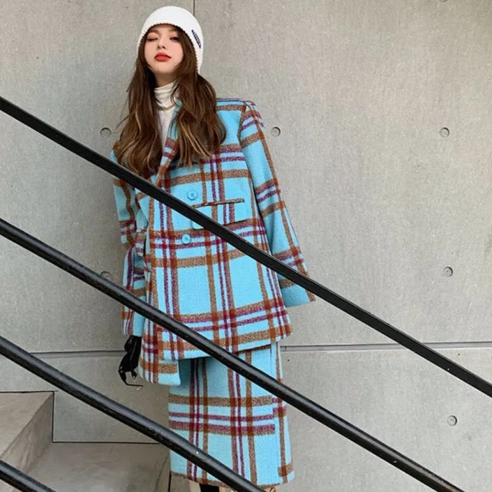 June Blue Wool Plaids Suit - 2 Styles