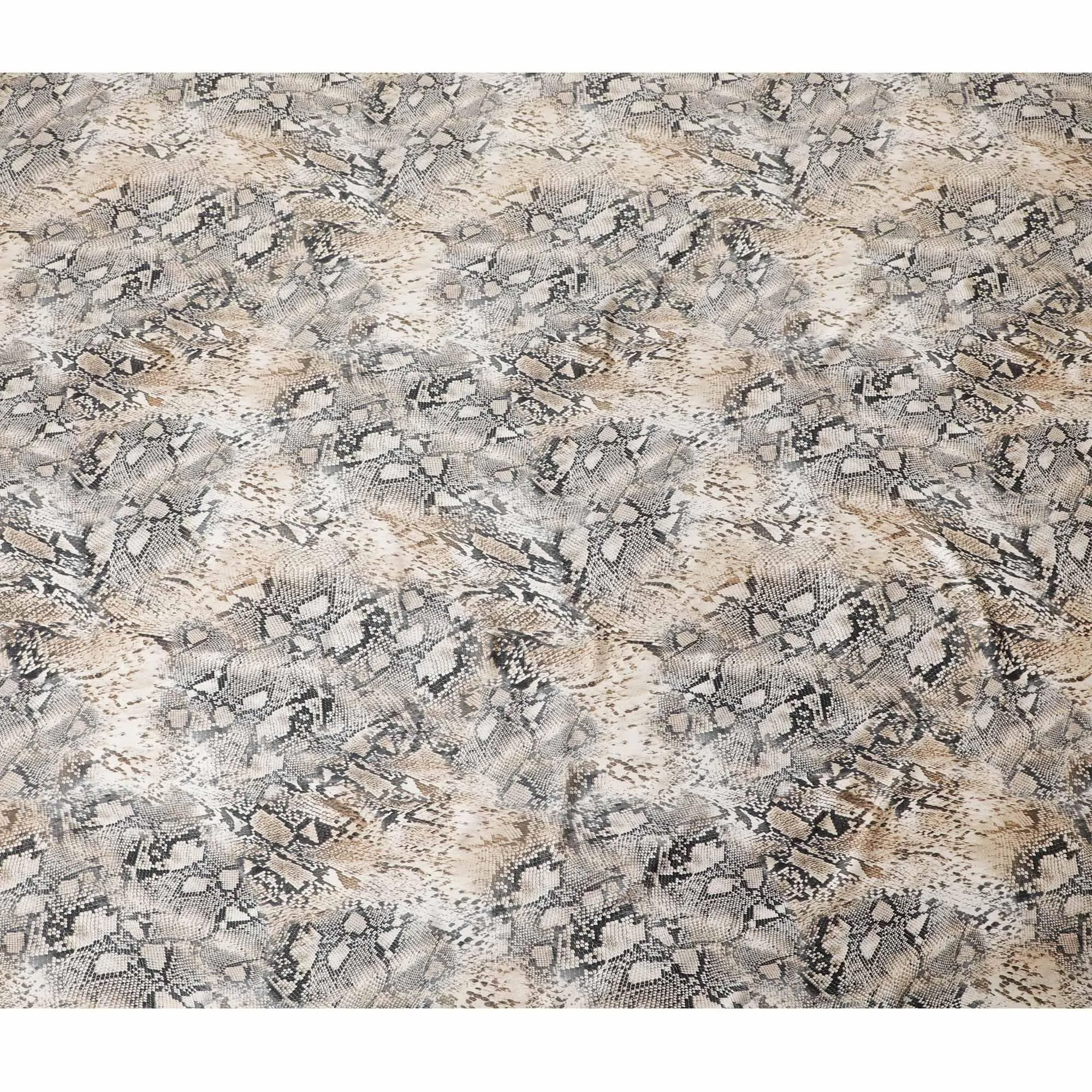 Light beige Premium Italian viscose fabric with same tone and black print in animal skin design-D12361