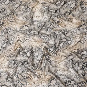 Light beige Premium Italian viscose fabric with same tone and black print in animal skin design-D12361