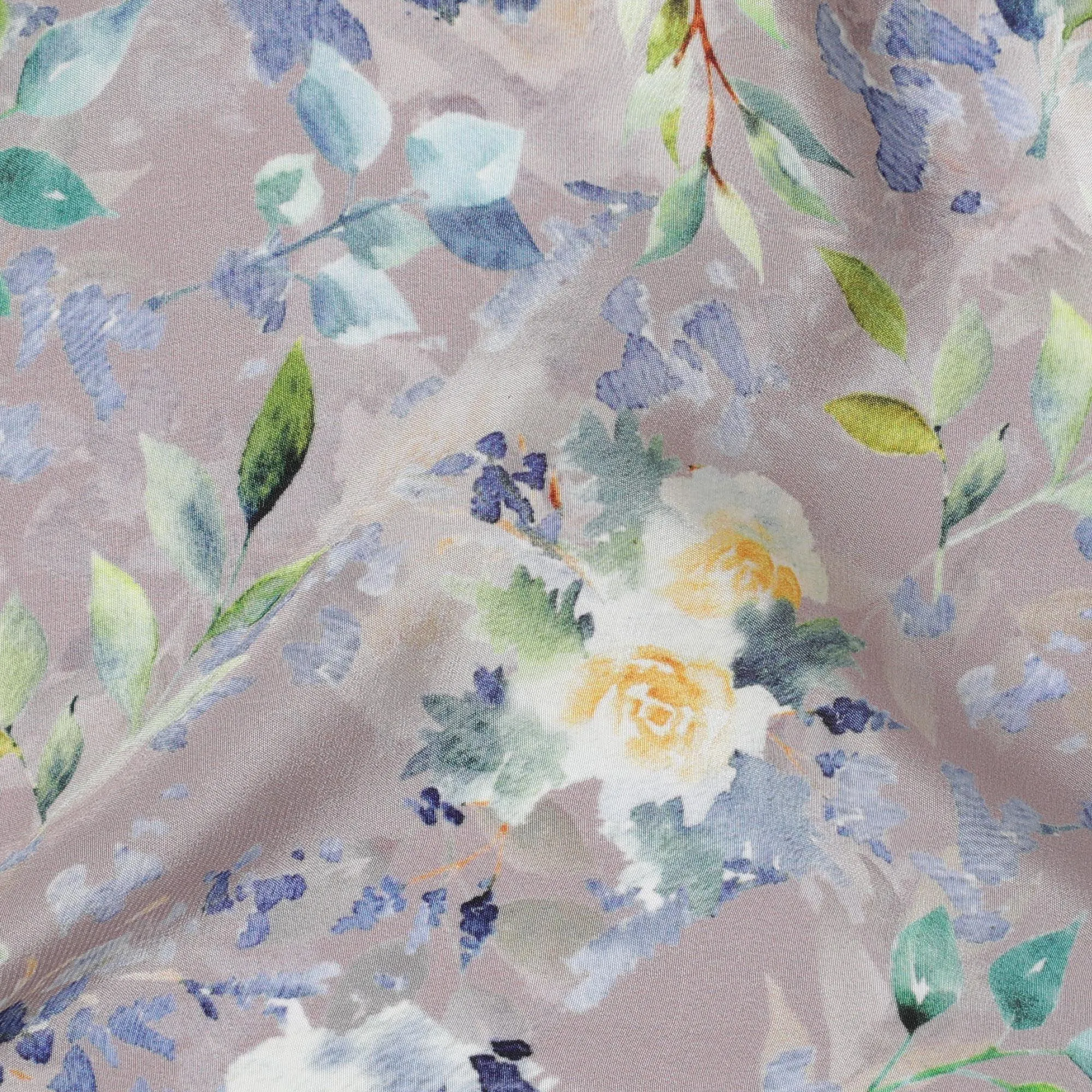 Light mauve viscose fabric with multicolor print in floral design-D12270