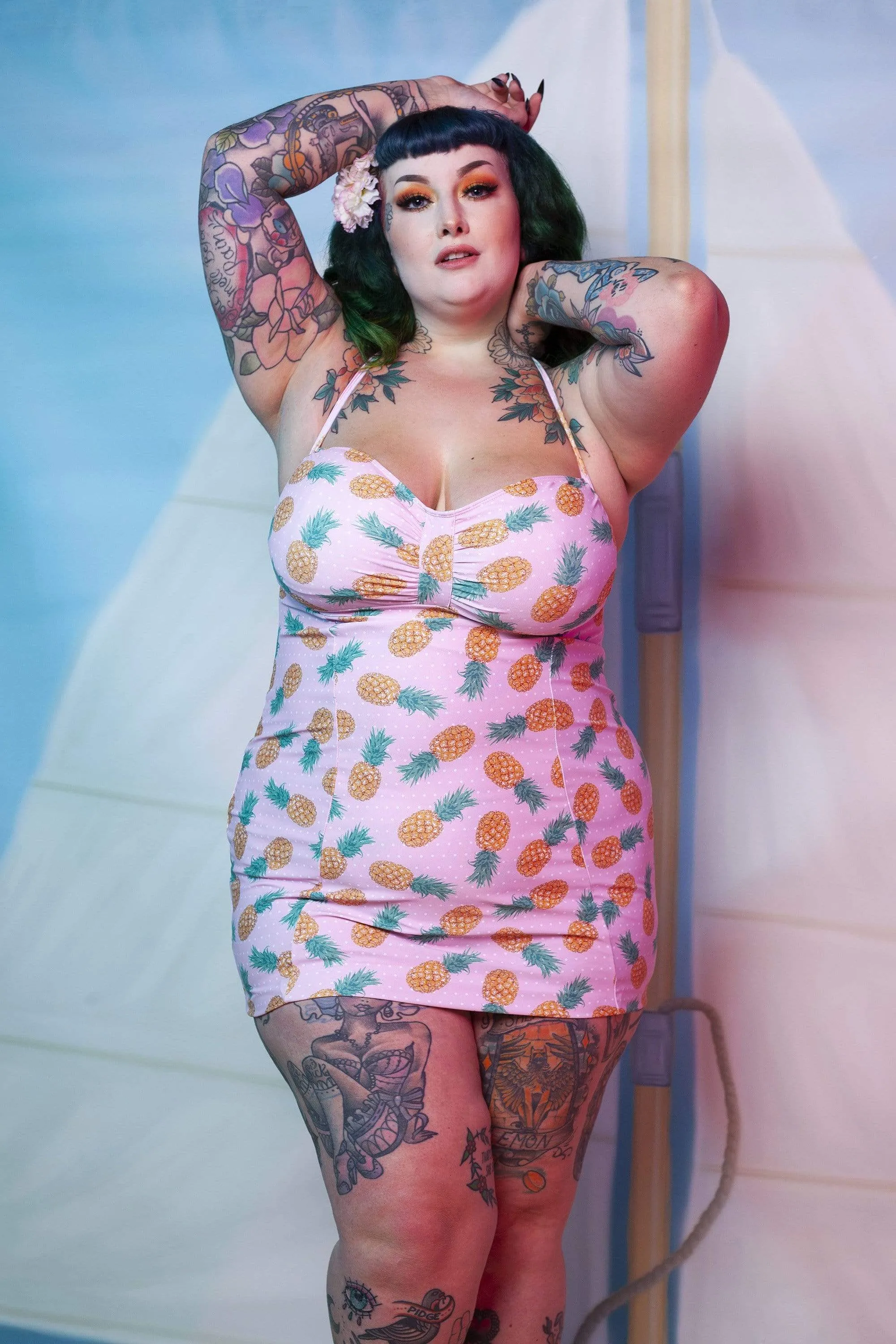Pineapple Skirted Halterneck Swimsuit