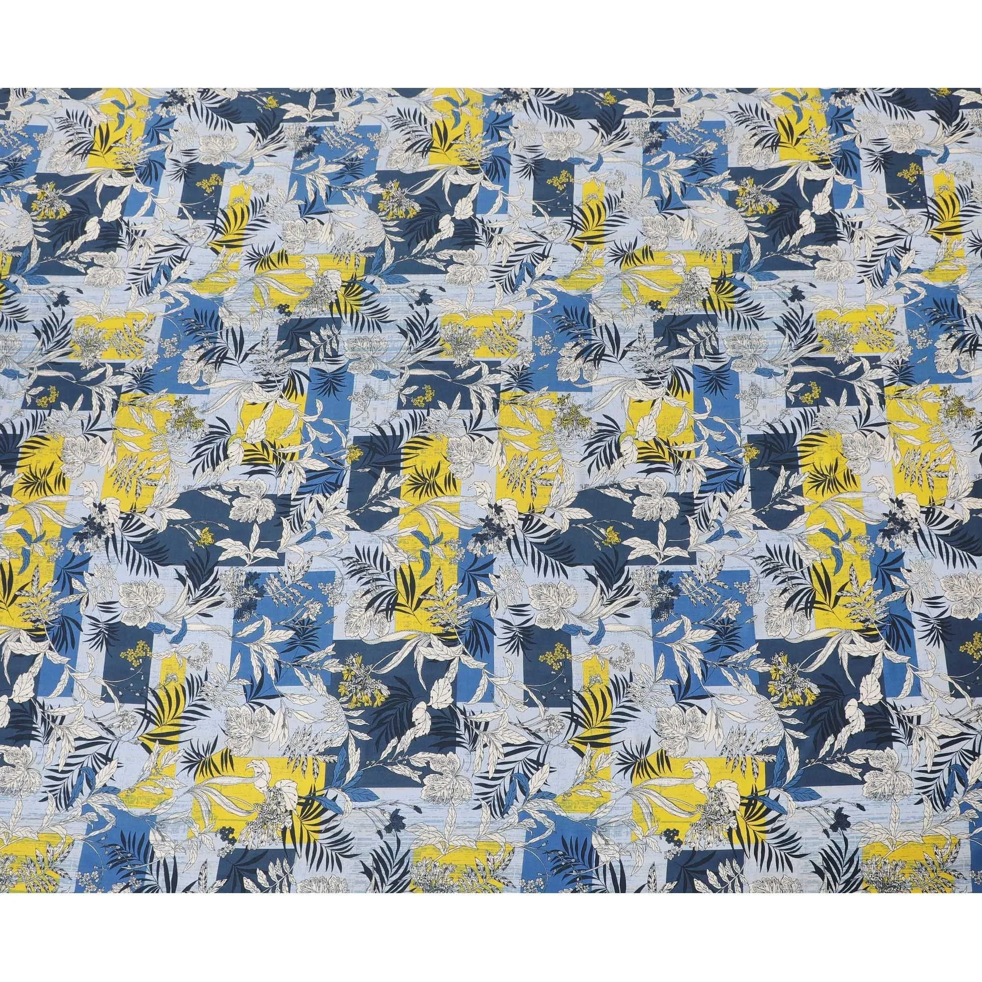 Powder blue Premium viscose fabric with multicolor print in floral design-D12355