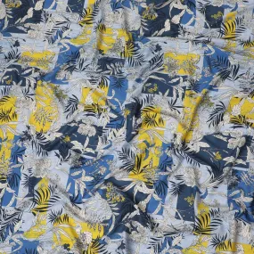 Powder blue Premium viscose fabric with multicolor print in floral design-D12355