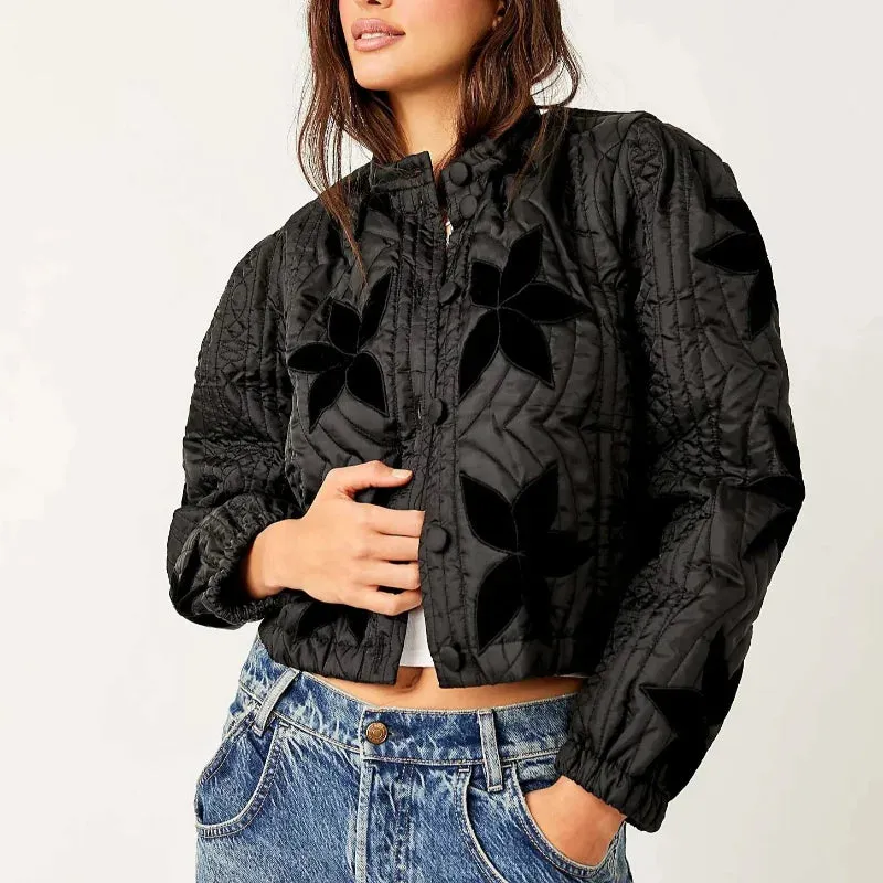 Print O-Neck Single-Breasted Jacket