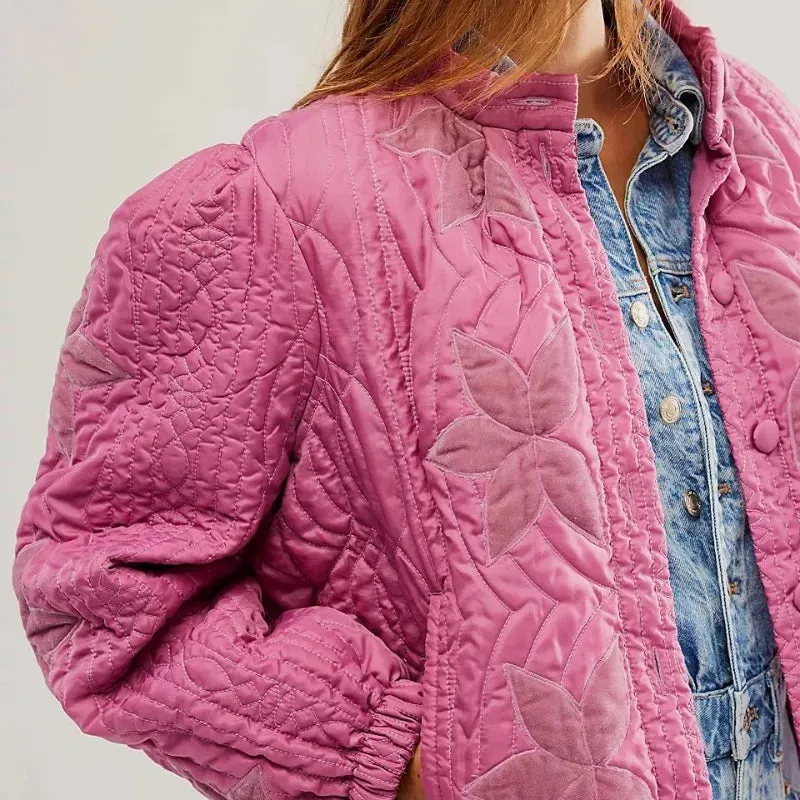 Print O-Neck Single-Breasted Jacket