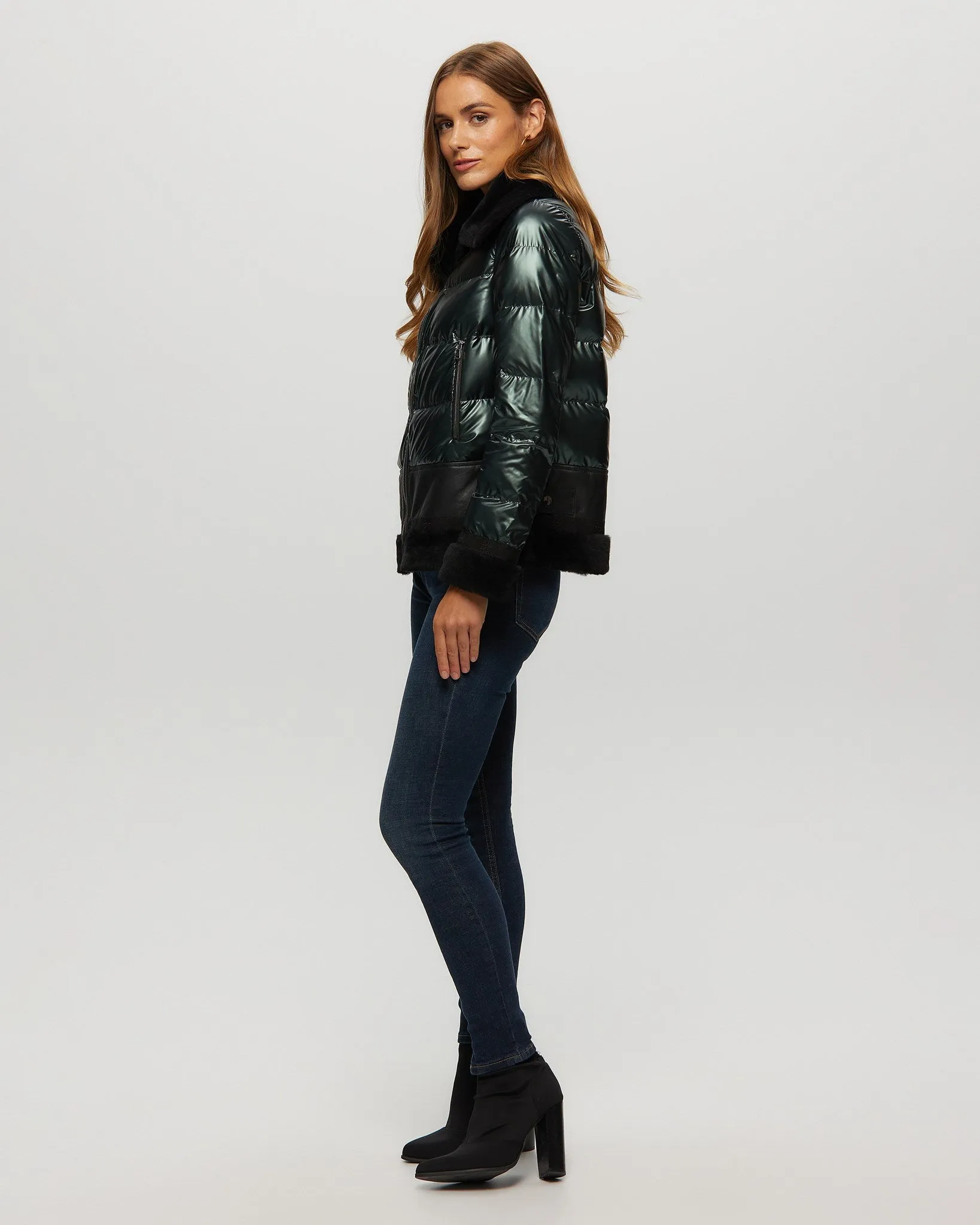 Quilted Jacket With Merino Shearling Lamb Trim