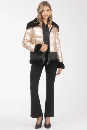 Quilted Jacket With Merino Shearling Lamb Trim