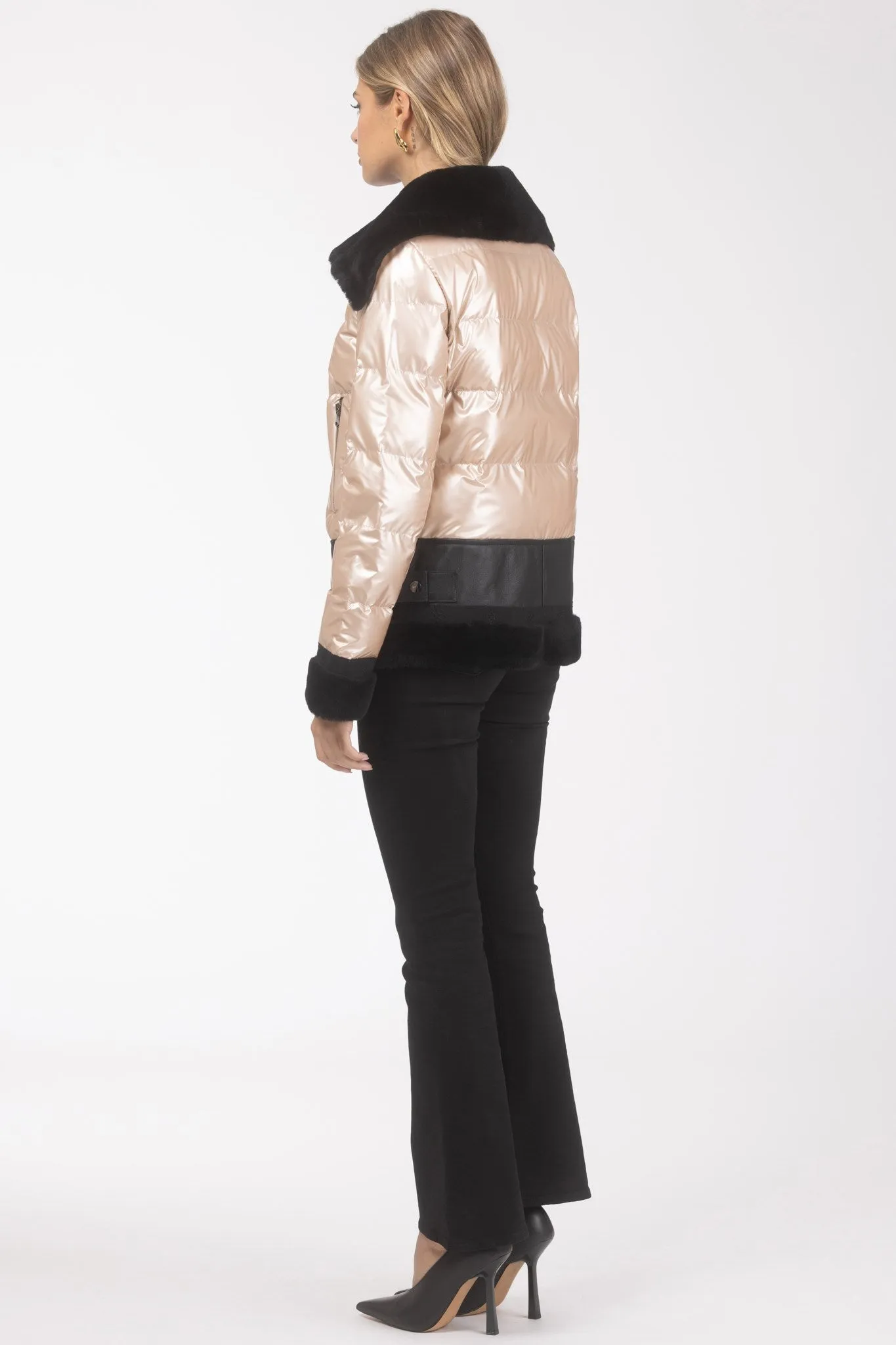 Quilted Jacket With Merino Shearling Lamb Trim