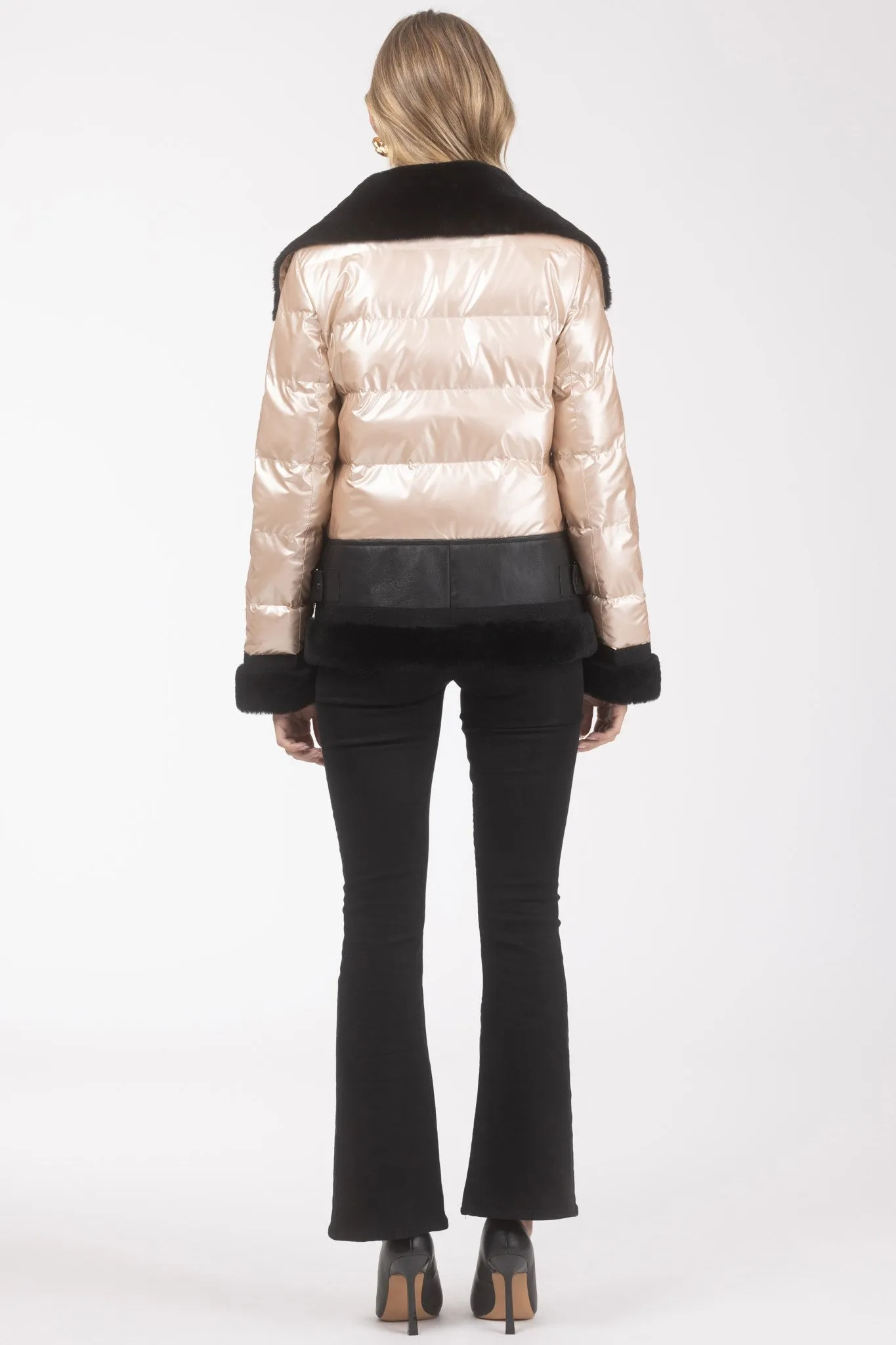 Quilted Jacket With Merino Shearling Lamb Trim