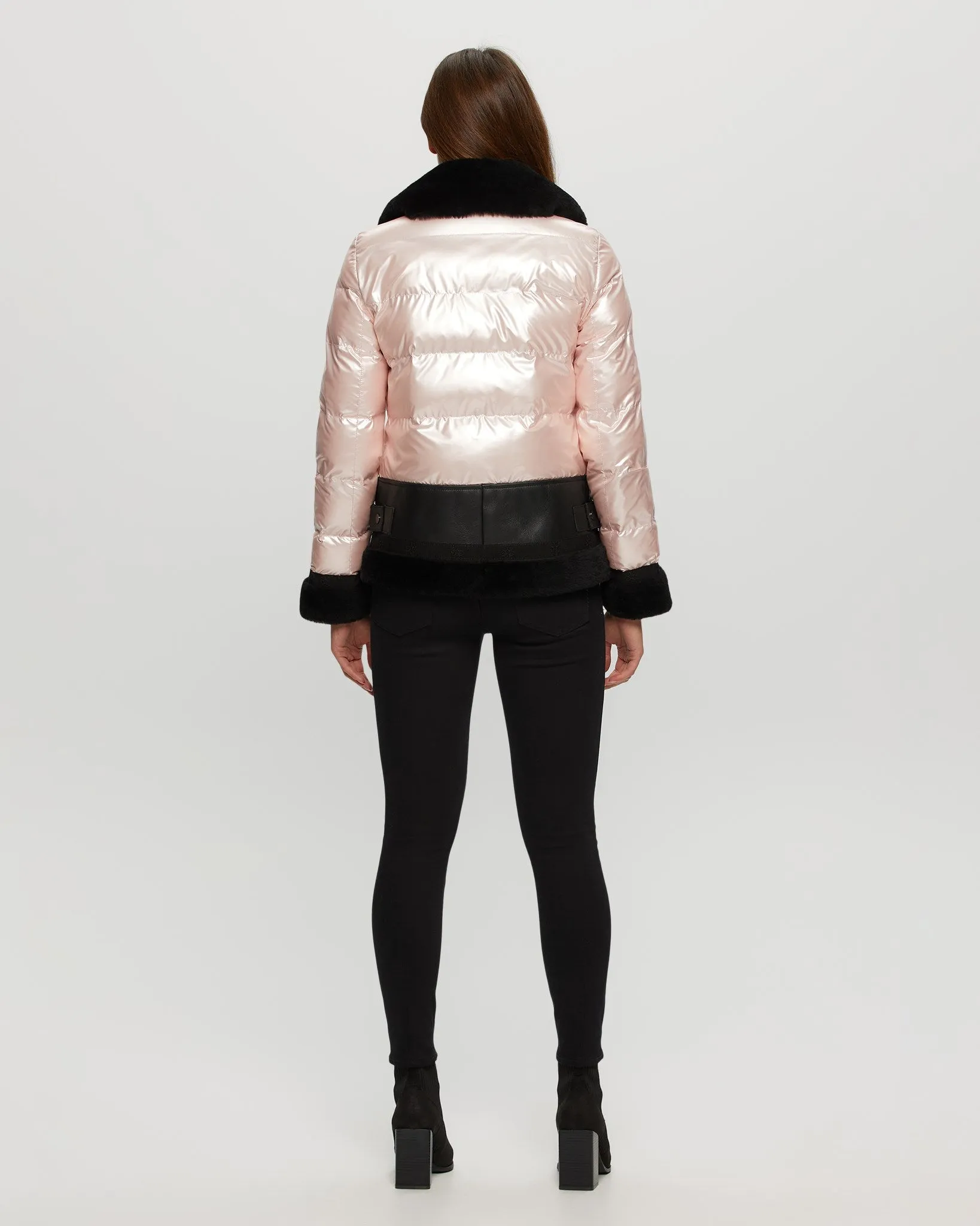 Quilted Jacket With Merino Shearling Lamb Trim