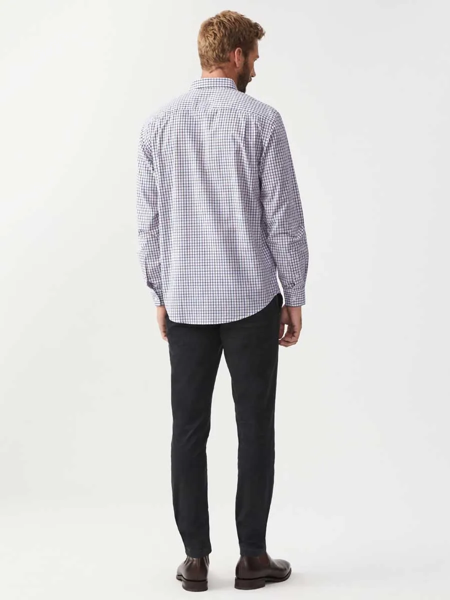 RM WILLIAMS Collins Standard Collar Men's Shirt - Navy & Burgundy Check