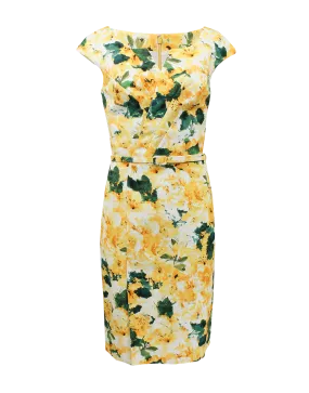 Split Scoop Neck Dress With Belt