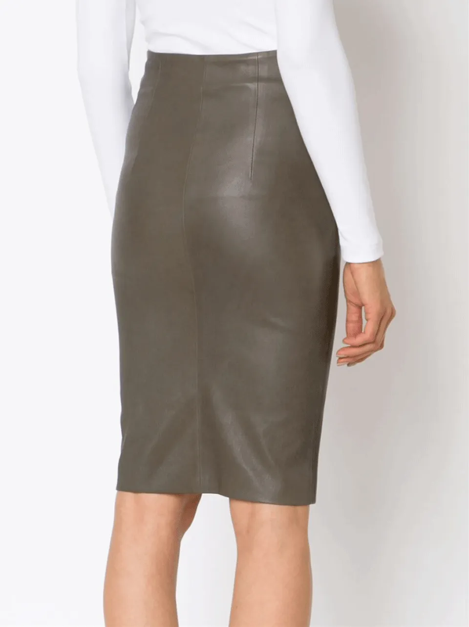 Stretch Leather Pencil Skirt