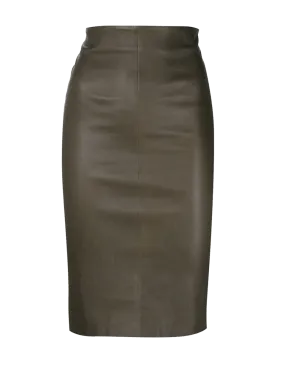 Stretch Leather Pencil Skirt