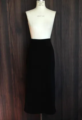 Vintage 1980s 1990s Briggs Black Faux Suede Pencil Skirt