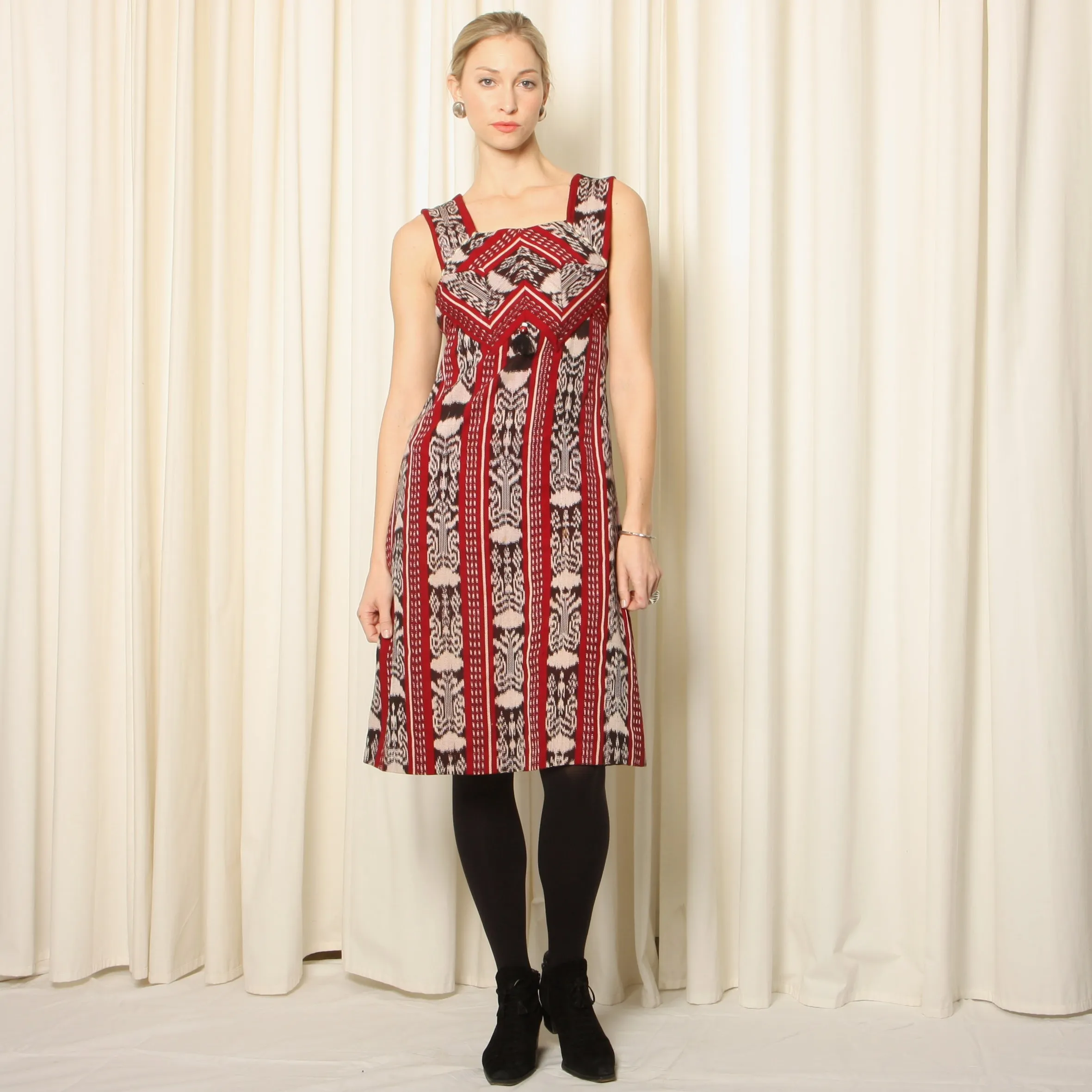 Vintage 70's Louise Perini Guatemalan Woven Jacket   Dress Ensemble