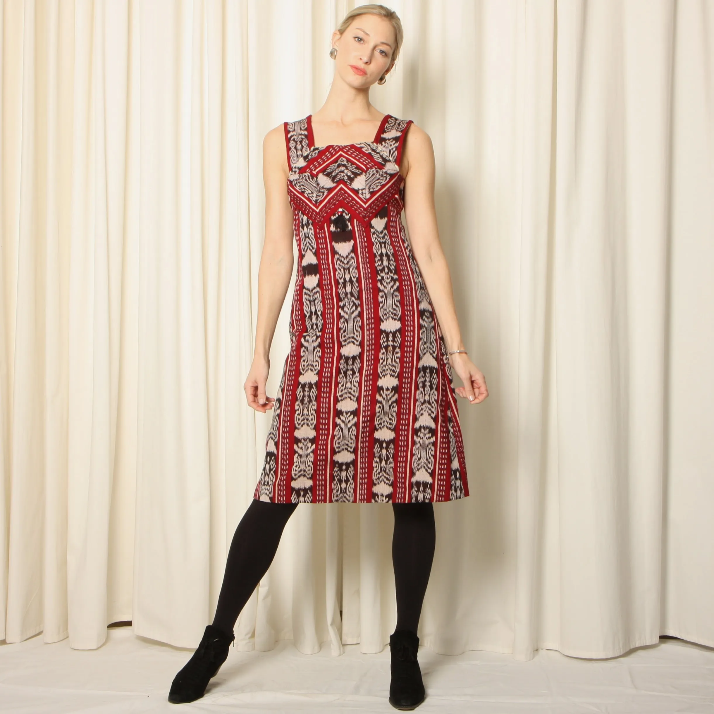 Vintage 70's Louise Perini Guatemalan Woven Jacket   Dress Ensemble