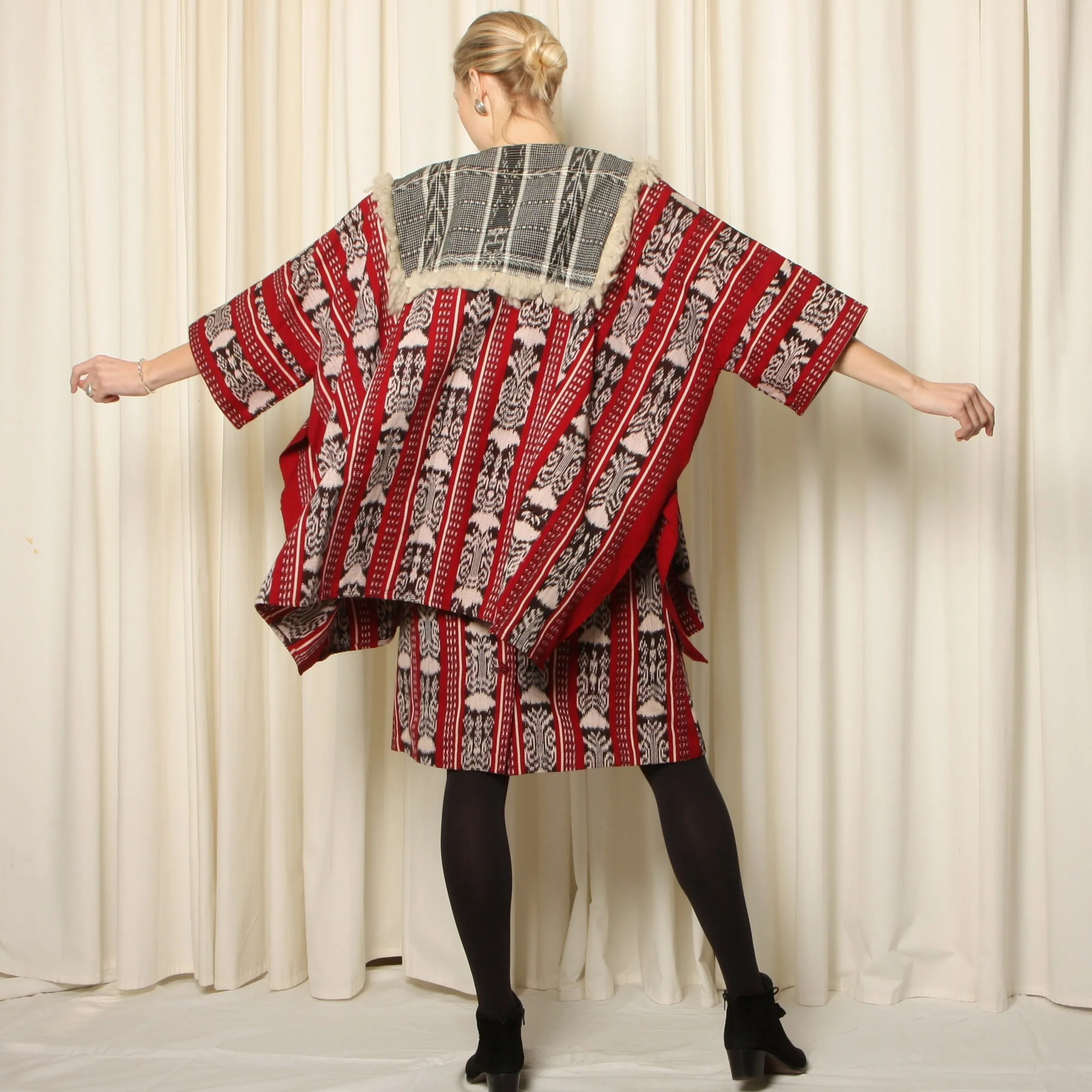 Vintage 70's Louise Perini Guatemalan Woven Jacket   Dress Ensemble