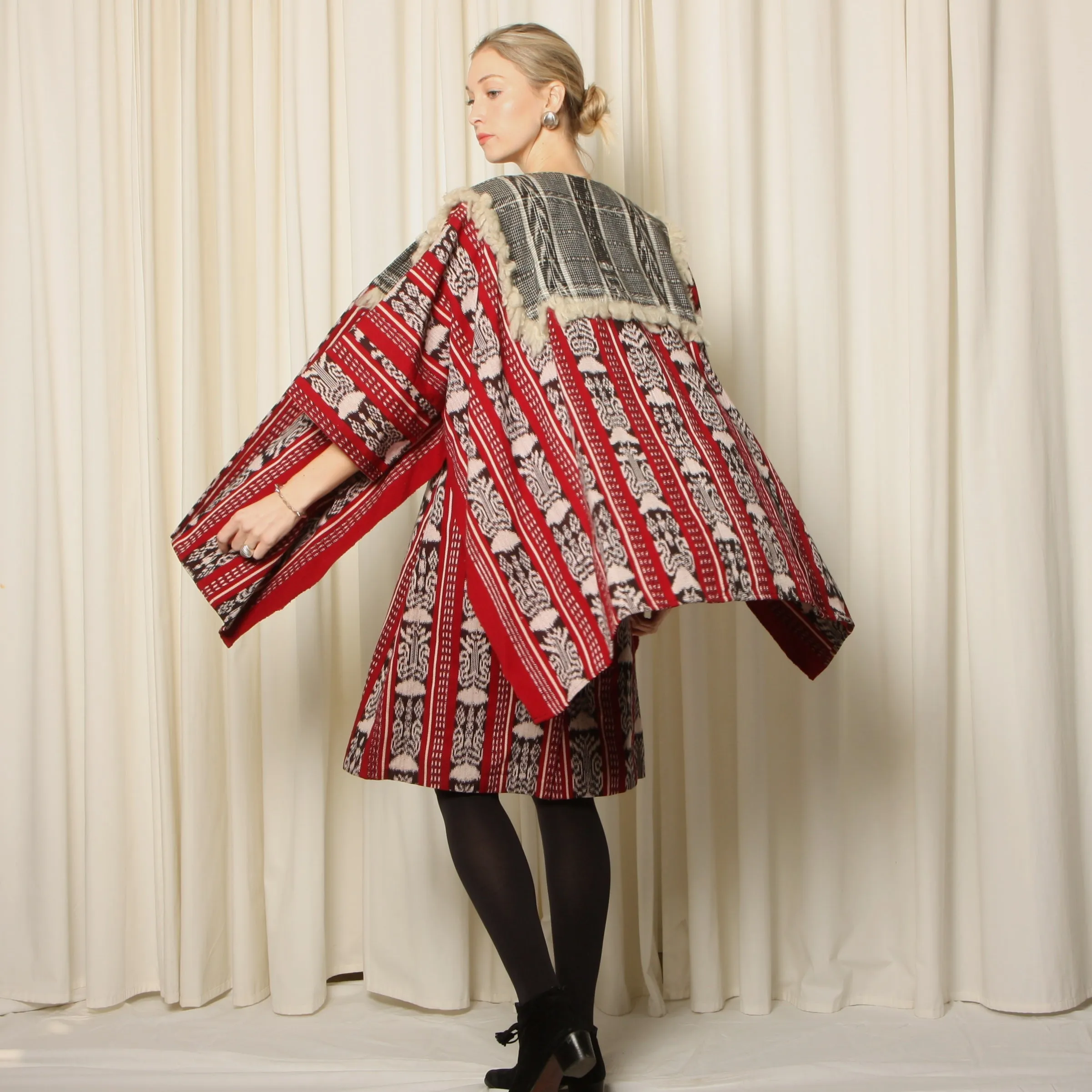Vintage 70's Louise Perini Guatemalan Woven Jacket   Dress Ensemble