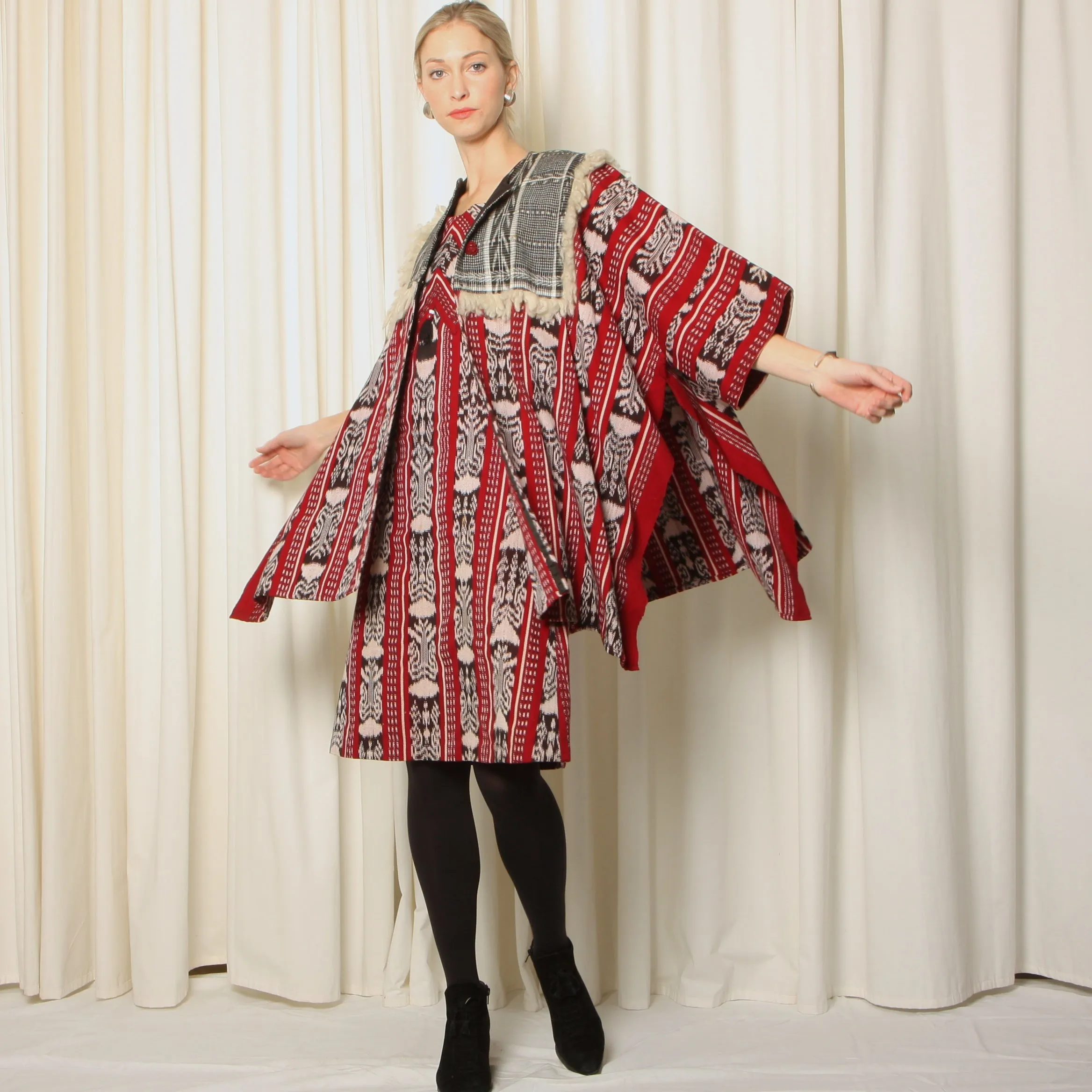Vintage 70's Louise Perini Guatemalan Woven Jacket   Dress Ensemble