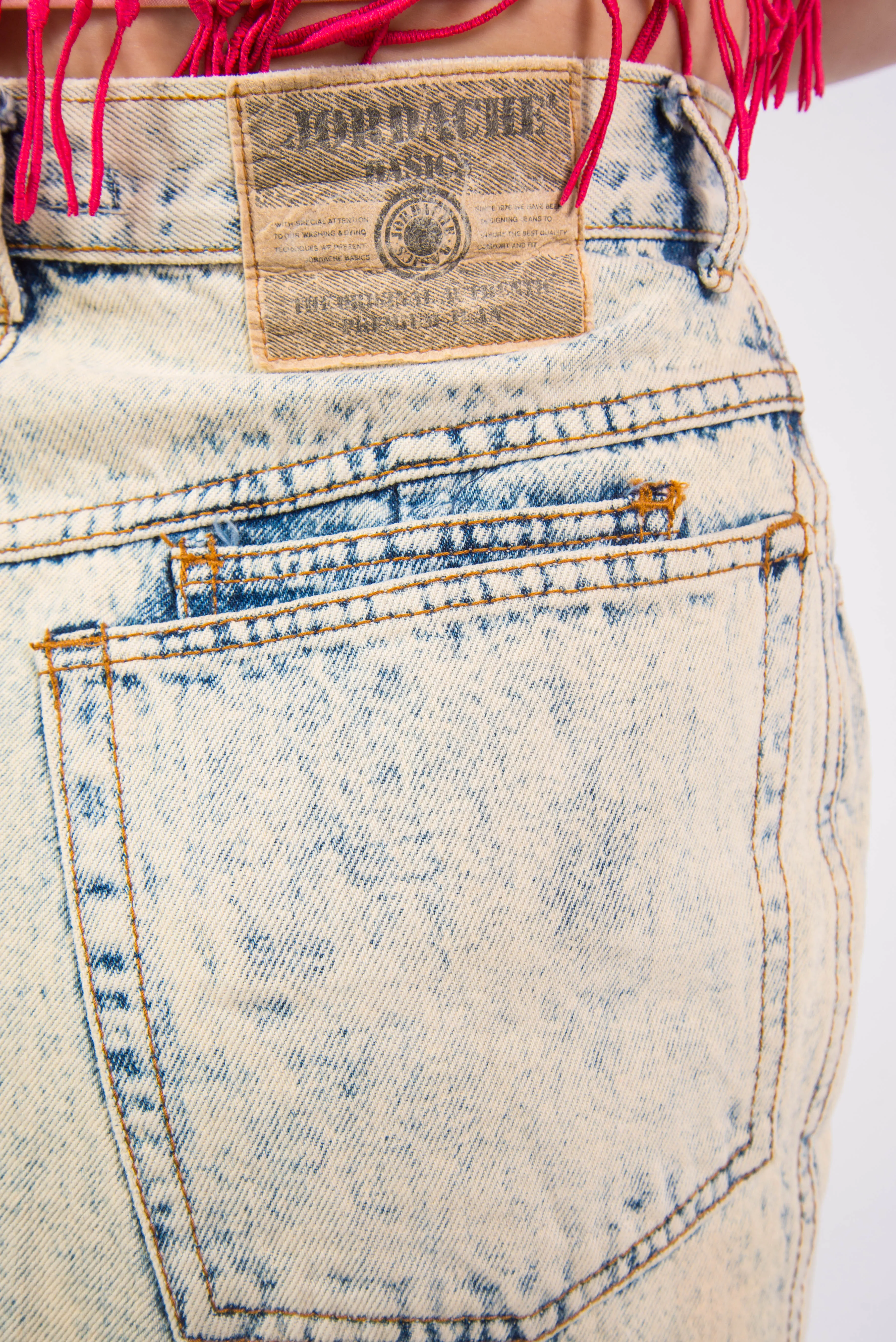Vintage Acid Wash Denim Midi Skirt