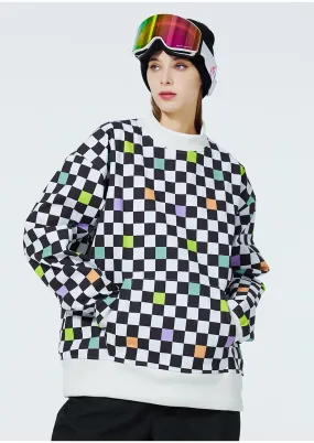 Women Round Neck Ski Sweater Soft Sports Fleece Pullover